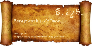 Benyovszky Ámon névjegykártya
